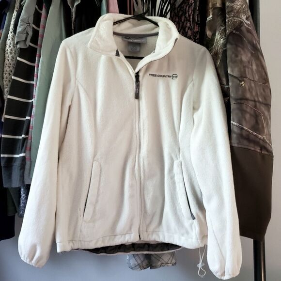 Fleece Cream Colored Full-zip Jacket Size Small - Picture 3 of 3